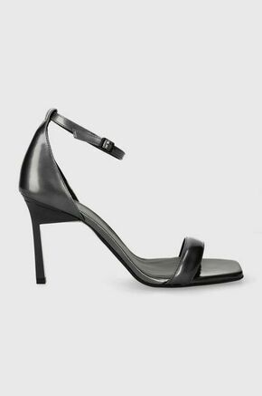 Usnjeni sandali Calvin Klein GEO STIL SQUARE SANDAL 90-PEARL HW0HW01993 - siva. Sandali iz kolekcije Calvin Klein. Model izdelan iz naravnega usnja. Model z mehkim