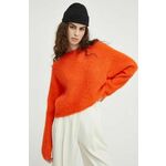 Volnen pulover American Vintage ženski, oranžna barva - oranžna. Pulover iz kolekcije American Vintage. Model izdelan iz srednje debele pletenine. Zaradi svoje visoke termoregulacijske sposobnosti vam volna pomaga ohranjati toploto, ko je hladno,...