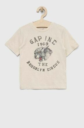 Otroška bombažna kratka majica GAP x BKC bež barva - bež. Otroška lahkotna kratka majica iz kolekcije GAP. Model izdelan iz tanke