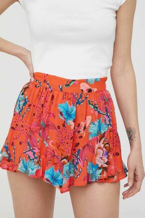 Kratke hlače Desigual ženske - oranžna. Kratke hlače iz kolekcije Desigual. Model izdelan iz vzorčastega materiala.
