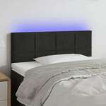 shumee LED posteljno vzglavje črno 100x5x78/88 cm žamet