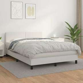 Greatstore Box spring postelja z vzmetnico bel 140x200 cm umetno usnje