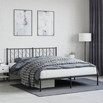 shumee Kovinski posteljni okvir z vzglavjem črn 160x200 cm