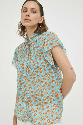 Majica Samsoe Samsoe ženska - modra. Bluza iz kolekcije Samsoe Samsoe