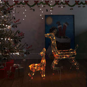 VidaXL Božična dekoracija družina jelenov 160 večbarvnih LED lučk