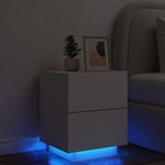 vidaXL Nočna omarica z LED lučkami bel inženirski les