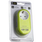 ENTAC razdelilec, 1 x Schuko + 2 x USB, zelen