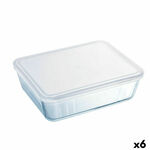 NEW Pravokotna Škatla za Malico s Pokrovom Pyrex Cook &amp; Freeze 22,5 x 17,5 x 6,5 cm 1,5 L Prozorno Silikon Steklo (6 kosov)