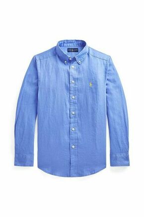 Otroška bombažna srajca Polo Ralph Lauren - modra. Otroški srajca iz kolekcije Polo Ralph Lauren. Model izdelan iz enobarvne tkanine.