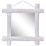 vidaXL Ogledalo iz lesa belo 70x70 cm trden predelan les