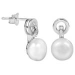 JwL Luxury Pearls Uhani z belim desnim biserjem JL0503 srebro 925/1000