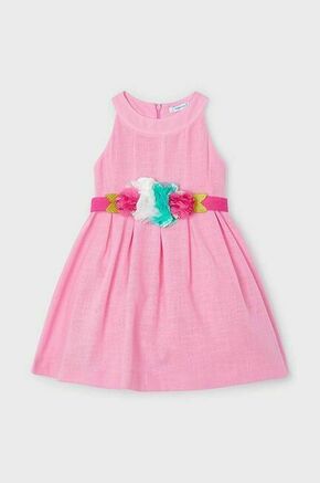 Otroška obleka Mayoral roza barva - roza. Otroški obleka iz kolekcije Mayoral. Model izdelan iz materiala z nalepko. Zaradi vsebnosti poliestra je tkanina bolj odporna na gubanje.