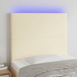 Vidaxl LED posteljno vzglavje krem 90x5x118/128 cm umetno usnje