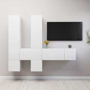 VidaXL Komplet TV omaric 7-delni bela iverna plošča
