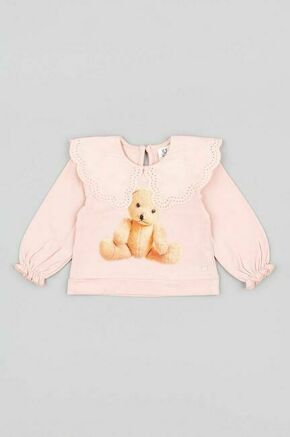 Majica z dolgimi rokavi za dojenčka zippy roza barva - roza. Majica z dolgimi rokavi za dojenčka iz kolekcije zippy. Model izdelan iz pletenine s potiskom.