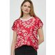 Kratka majica Liu Jo ženski, rdeča barva - rdeča. Kratka majica iz kolekcije Liu Jo, izdelana iz kombinacije pletenine in tkanine. Zaradi vsebnosti poliestra je tkanina bolj odporna na gubanje.