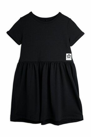 Mini Rodini otroška obleka - črna. Lahkotna otroška obleka iz kolekcije Mini Rodini. Ohlapen model