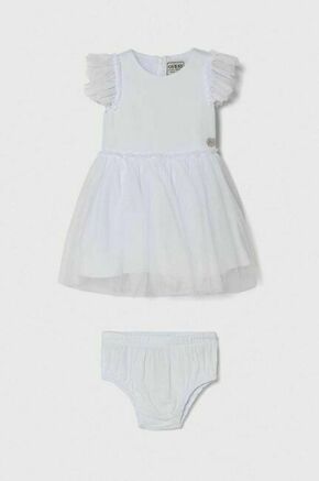 Obleka za dojenčka Guess bela barva - bela. Obleka za dojenčke iz kolekcije Guess. Nabran model