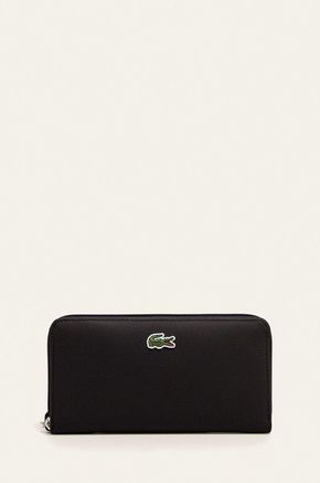 Lacoste denarnica - črna. Velika denarnica iz kolekcije Lacoste. Model narejen iz ekološkega usnja.