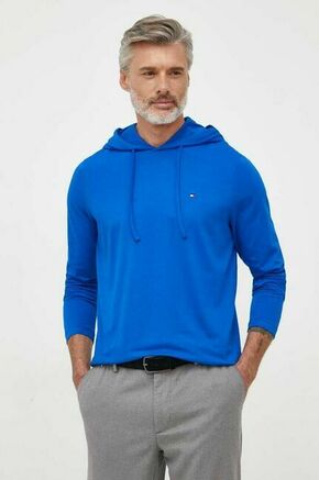 Bombažna majica z dolgimi rokavi Tommy Hilfiger - modra. Majica z dolgimi rokavi iz kolekcije Tommy Hilfiger. Model izdelan iz pletenine