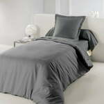 Antracitno siva enojna bombažna posteljnina 140x200 cm Lina – douceur d'intérieur