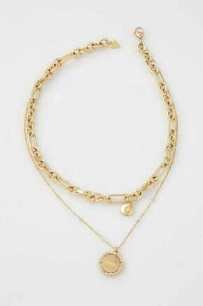 Ogrlica Guess - zlata. Ogrlica iz kolekcije Guess. Model z okrasnimi kristali izdelan iz nerjavnega jekla.