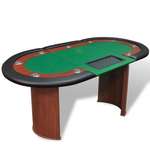 shumee Poker miza za 10 oseb z delivcem in držalom za žetone zelena