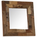 shumee Ogledalo iz trdnega predelanega lesa 50x50 cm