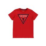 Otroški bombažen t-shirt Guess - rdeča. Otroški T-shirt iz kolekcije Guess. Model izdelan iz tanke, elastične pletenine.