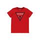 Otroški bombažen t-shirt Guess - rdeča. Otroški T-shirt iz kolekcije Guess. Model izdelan iz tanke, elastične pletenine.