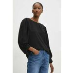 Majica Answear Lab ženska, črna barva - črna. Bluza iz kolekcije Answear Lab, izdelana iz enobarvne tkanine. Poliester zagotavlja večjo odpornost na gubanje.