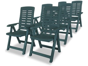 VIDAXL Nastavljivi vrtni stoli 6 kosov plastika zelene barve