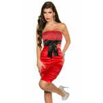 Amiatex Ženska obleka 76093, rdeče-črna, 8