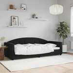 vidaXL Raztegljiva postelja črna 90x200 cm žamet