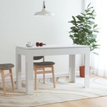 Jedilna miza visok sijaj bela 120x60x76 cm iverna plošča