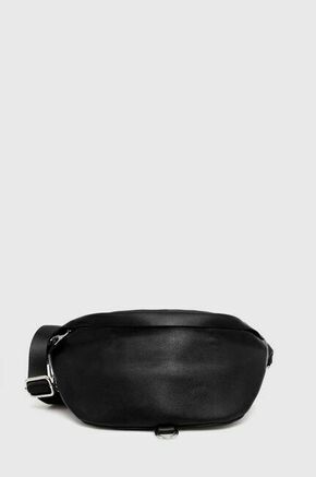 Usnjena opasna torbica Answear Lab črna barva - črna. Srednje velika pasna torbica iz kolekcije Answear Lab. Model na zapenjanje