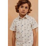 Otroška bombažna srajca zippy bela barva - bela. Otroški srajca iz kolekcije zippy. Model izdelan iz vzorčaste tkanine.