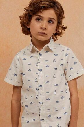 Otroška bombažna srajca zippy bela barva - bela. Otroški srajca iz kolekcije zippy. Model izdelan iz vzorčaste tkanine.
