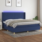 Box spring postelja z vzmetnico LED modra 200x200 cm blago - vidaXL - modra - 95,13 - 200 x 200 cm - vidaXL