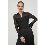 Majica HUGO ženska, črna barva - črna. Bluza iz kolekcije HUGO, izdelana iz enobarvnega materiala. Model iz izjemno udobnega, visokokakovostnega materiala.