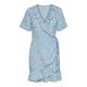 Obleka Noisy May - modra. Obleka iz kolekcije Noisy May. Nabran model, izdelan iz vzorčaste tkanine.