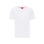 Bombažna kratka majica HUGO bela barva - bela. Lahkotna kratka majica iz kolekcije HUGO, izdelana iz pletenine, prijetne na otip. Model iz izjemno udobne bombažne tkanine.