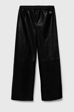 Otroške hlače Guess črna barva - črna. Otroški hlače iz kolekcije Guess. Model izdelan iz imitacija usnja. Material z optimalno elastičnostjo zagotavlja popolno svobodo gibanja.