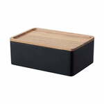 Črna škatla za shranjevanje s pokrovom 18.5x12.5x7 cm Rin – YAMAZAKI