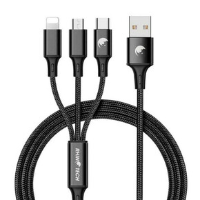 RhinoTech 3v1 kabel USB-A Micro Lightning Type-C 1