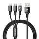 RhinoTech 3v1 kabel USB-A Micro Lightning Type-C 1,2 m črn