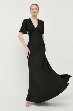 Obleka Twinset črna barva - črna. Obleka iz kolekcije Twinset. Model izdelan iz lahke tkanine. Model iz izjemno udobne