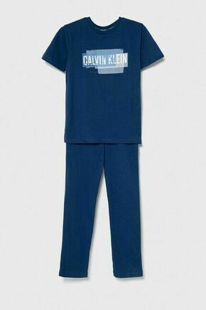 Otroška bombažna pižama Calvin Klein Underwear mornarsko modra barva - mornarsko modra. Otroški pižama iz kolekcije Calvin Klein Underwear. Model izdelan iz elastične pletenine.