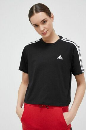 Bombažna kratka majica adidas črna barva - črna. Kratka majica iz kolekcije adidas. Model izdelan iz udobne pletenine.