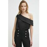 Majica Sisley ženska, črna barva - črna. Bluza iz kolekcije Sisley izdelana iz lahkega blaga. Model iz satenaste tkanine, ki je odporna na gubanje.